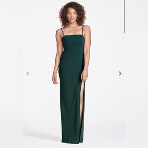 WATTERS Meredith Strappy Crepe Gown in Evergreen.